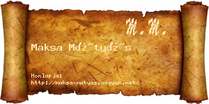 Maksa Mátyás névjegykártya
